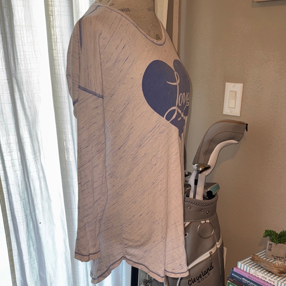 Victoria's Secret Blue & White Love Heart Long Sleeve Top Pajamas Nightgown XS - Picture 4 of 5